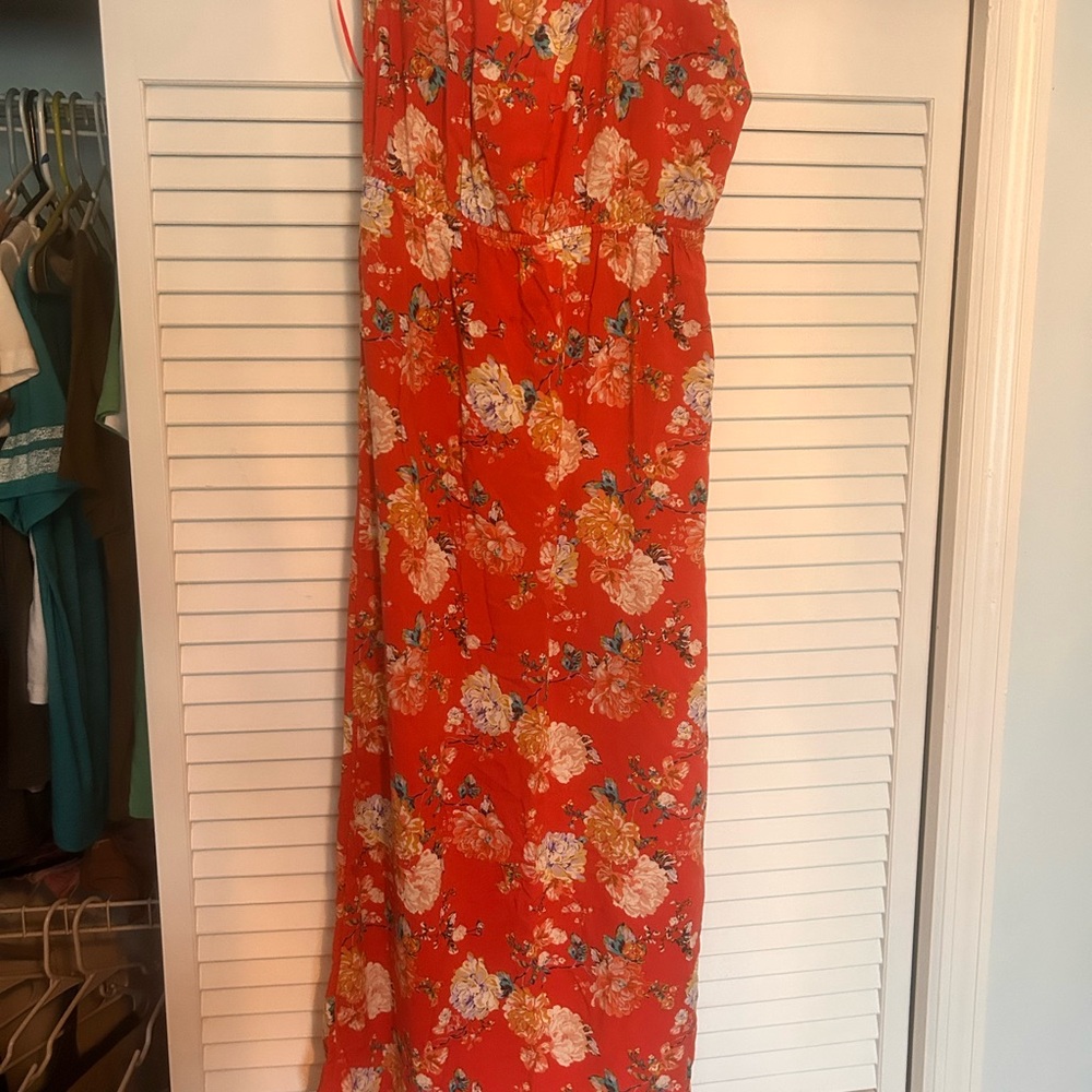 Floral Red Midi Dress